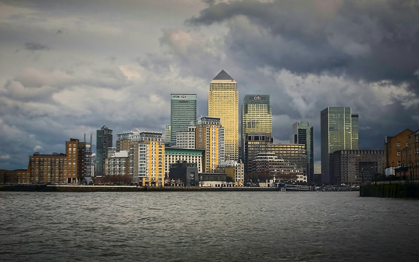 Canary Wharf towers above the Thames
