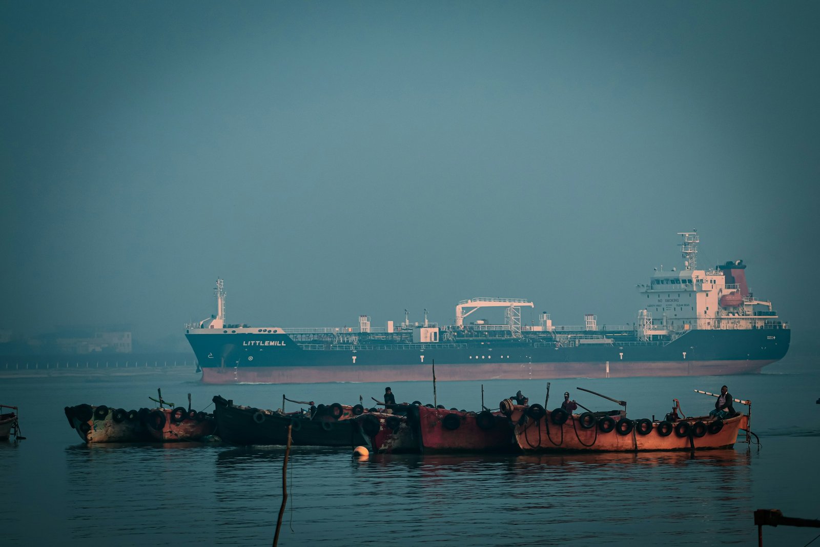 A cargo ship at anchor off Chattogram, Bangladesh
