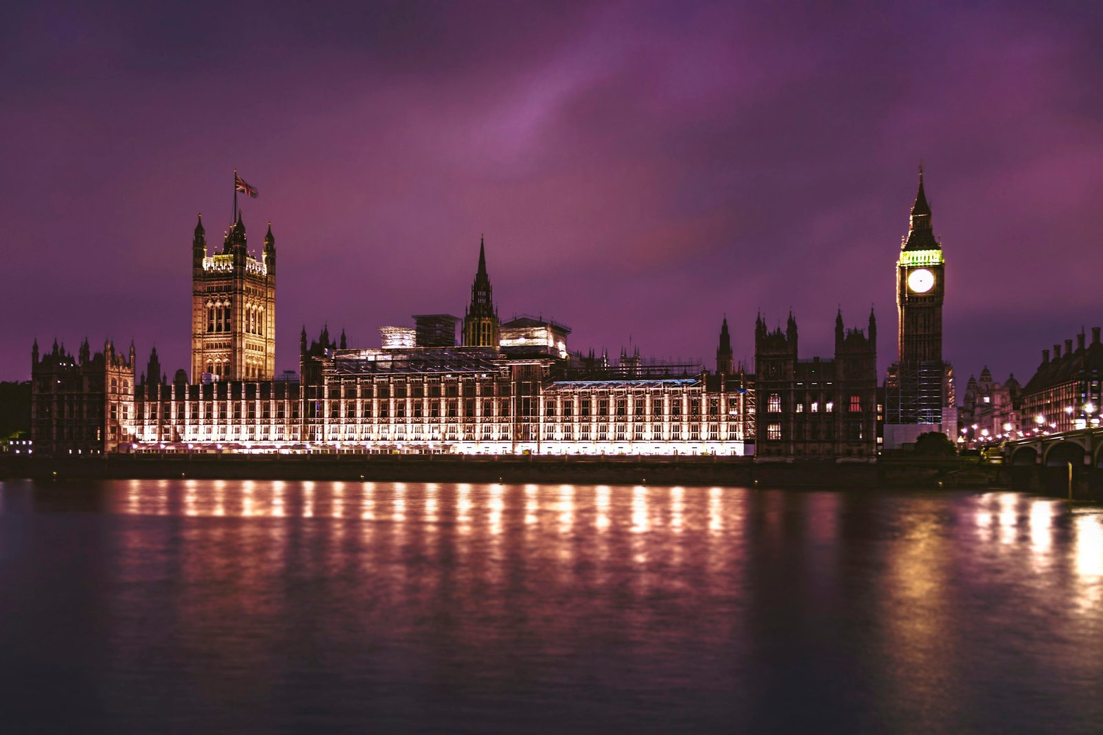 The Palace of Westminster at night